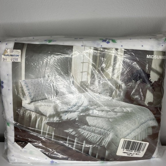 Vtg Tastemaker By Stevens Full Bed Set Midsummer NOS NIP Sheet Purple Flowers - Picture 3 of 5